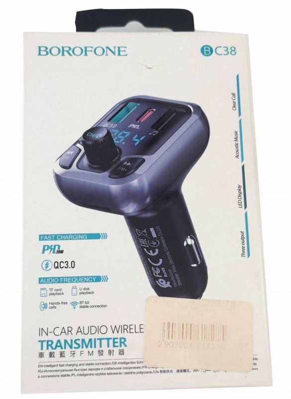 FM-Модулятор BOROFONE, USB, Flash Card 32GB, TYPE-C, 20W