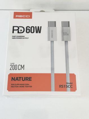 Кабель  RECCI - Type-C - Type-C,  60W - 200см